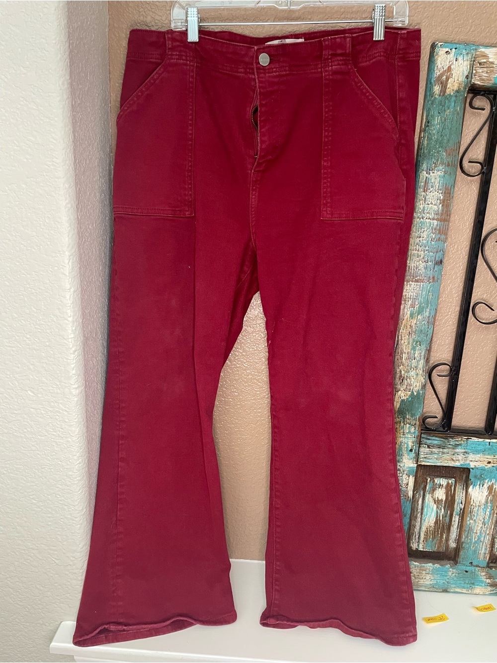 Women’s Flare Wide Leg Jeans - Deep Wine